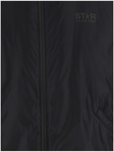 Shop Golden Goose Nylon Jacket With Logo In Black
