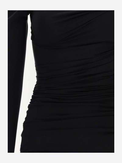 Shop Balenciaga Asymmetrical Cupro Blend Dress In Black