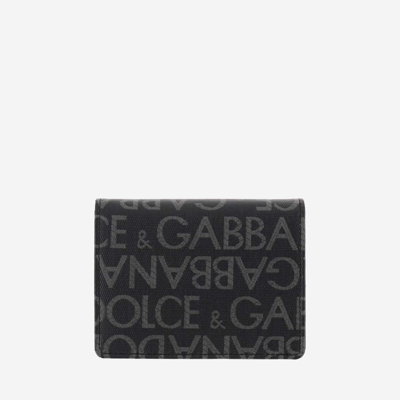 Shop Dolce & Gabbana Bi-fold Wallet With All-over Monogram In Black