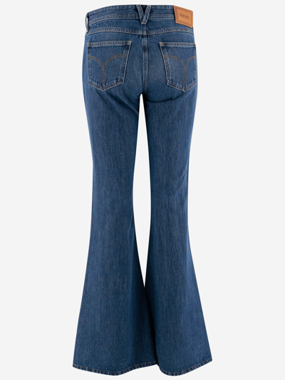 Versace Cotton Bootcut Denims With Logoed Morsets 32cm In Denim