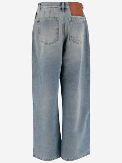 Shop Palm Angels Wide Jeans Made Of Cotton Denim