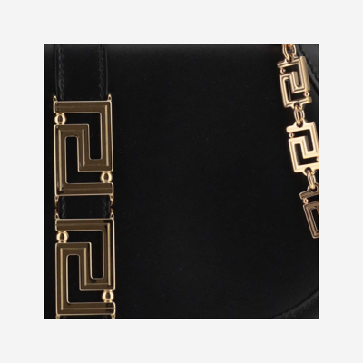 Shop Versace Goddess Greek Shoulder Bag In Black- Gold