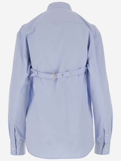 Shop Off-white Cotton Shirt With Crisscross Detail In Blue