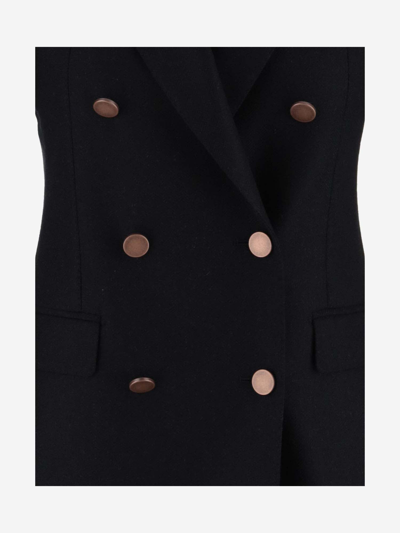 Shop Tagliatore Wool And Cashmere Blend Double-breasted Jacket In Blue