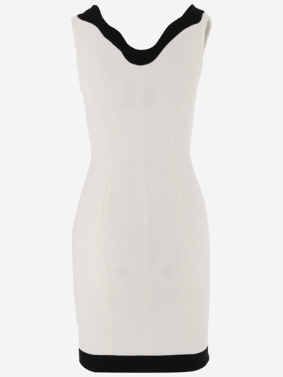Shop Moschino Viscose And Wool Blend Dress In Fantasia Bianco