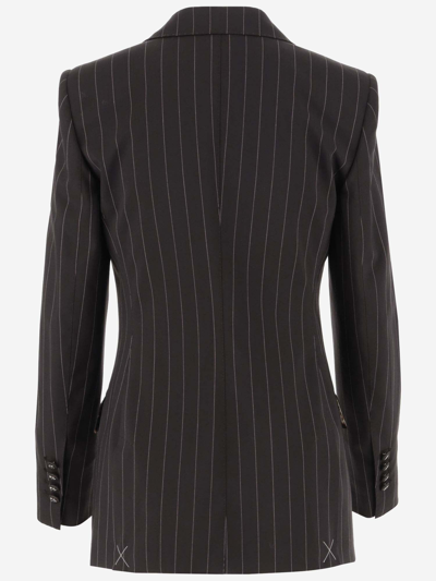 Shop Dolce & Gabbana Stretch Wool Pinstripe Jacket In Black