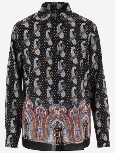 Shop Etro Silk Shirt With Paisley Pattern In Red