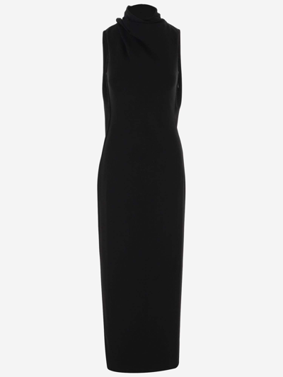 Shop Giorgio Armani Stretch Viscose Dress In Black