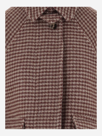 Shop Alberto Biani Wool Jacket With Houndstooth Pattern In Red