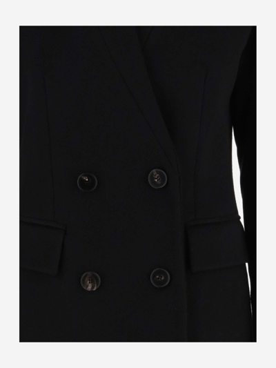 Shop Alberto Biani Double-breasted Long Wool Coat In Black