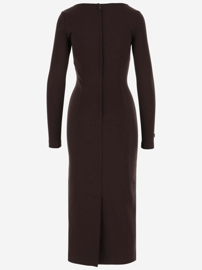 Shop Dolce & Gabbana Stretch Technical Jersey Longuette Dress In Brown