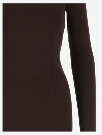 Shop Dolce & Gabbana Stretch Technical Jersey Longuette Dress In Brown