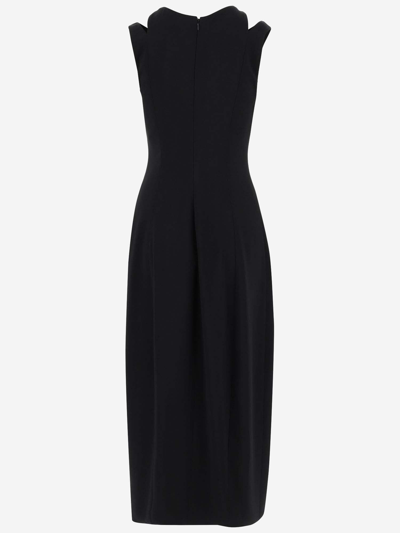 Shop Giorgio Armani Strech Viscose Blend Longuette Dress In Black