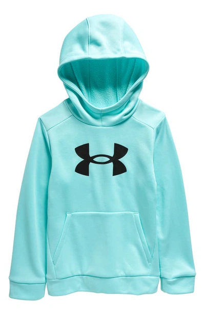 Shop Under Armour Kids' Big Logo Fleece Hoodie In Neon Turquoise / Black