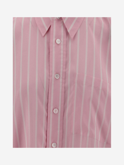 Shop Bottega Veneta Silk Shirt With Striped Pattern In Pink