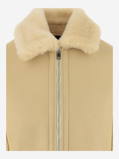 Shop Blancha Shearling And Leather Jacket In Beige