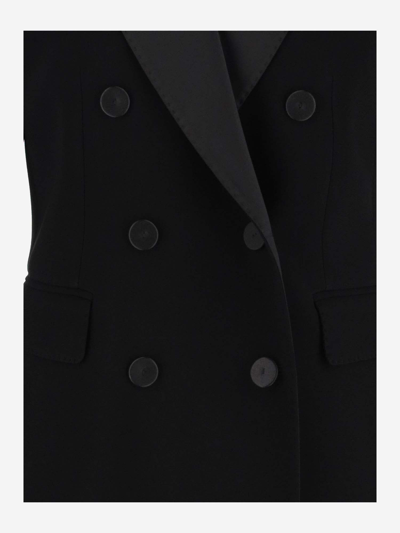 Shop Alberto Biani Synthetic Jersey Double-breasted Blazer In Black