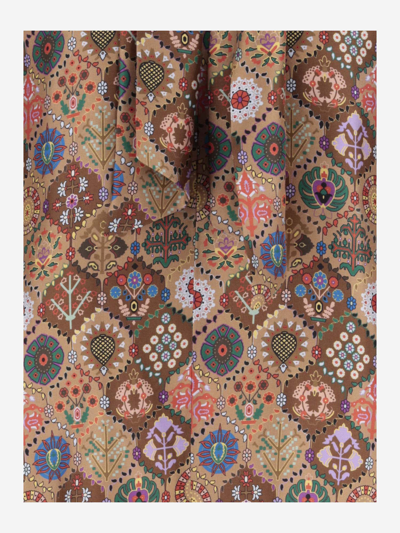 Shop Alberto Biani Silk Shirt With Floral Print In Beige