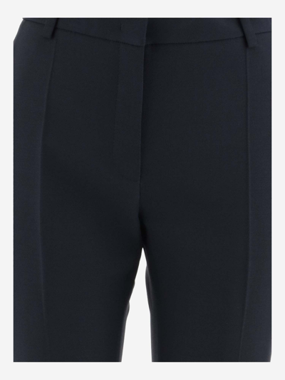 Shop Valentino Crepe Couture Tailored Pants In Blue