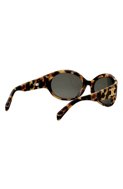 Shop Celine Triomphe 62mm Oval Sunglasses In Blonde Havana / Smoke