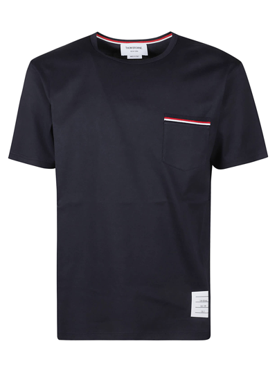Shop Thom Browne Rwb Pocket T-shirt In Navy