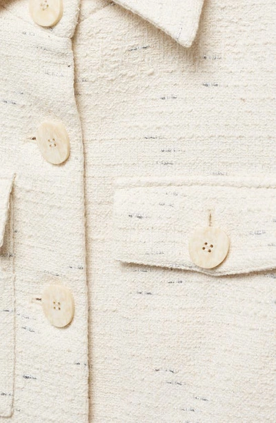 Shop Mango Patch Pocket Tweed Jacket In Ecru