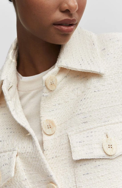 Mango Pocket Tweed Jacket Ecru In Ecru