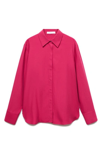 Shop Mango Button-up Shirt In Pink