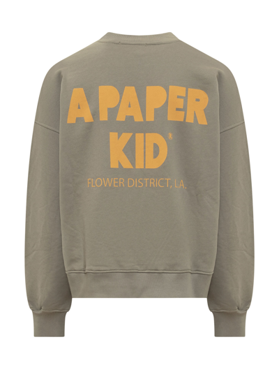 Shop A Paper Kid Sweatshirt With Logo In Verde Salvia