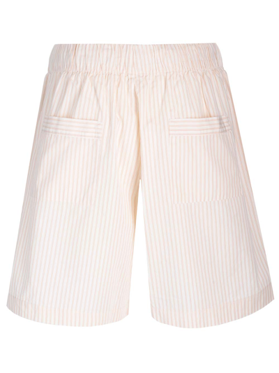 Shop Birkenstock Wheat Stripes Lounge Wear Shorts In White