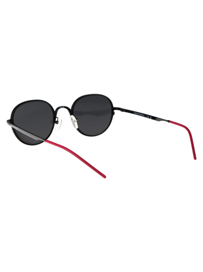 Shop Emporio Armani 0ea2151 Sunglasses In 337487 Shiny Black/fuchsia Dark Grey