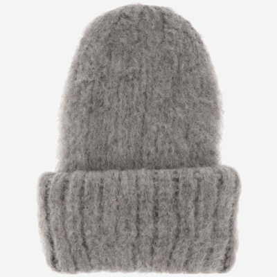 Shop Myssy Wool Beanie Hat In Light Grey
