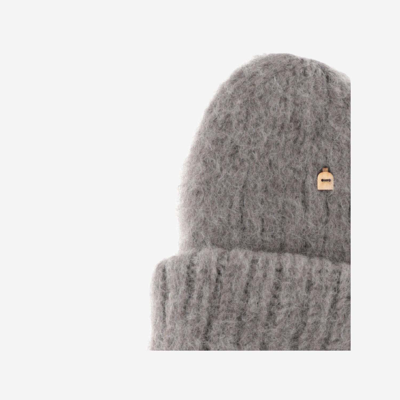 Shop Myssy Wool Beanie Hat In Light Grey