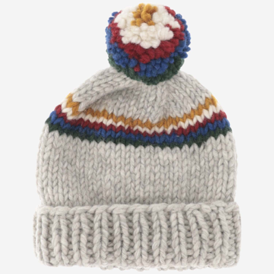Myssy Wool Beanie Hat With Pom Pon In Red