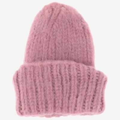 Myssy Wool Beanie Hat In Pink