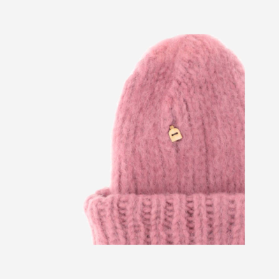 Myssy Wool Beanie Hat In Pink