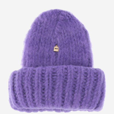 Shop Myssy Wool Beanie Hat In Purple