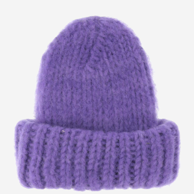 Shop Myssy Wool Beanie Hat In Purple