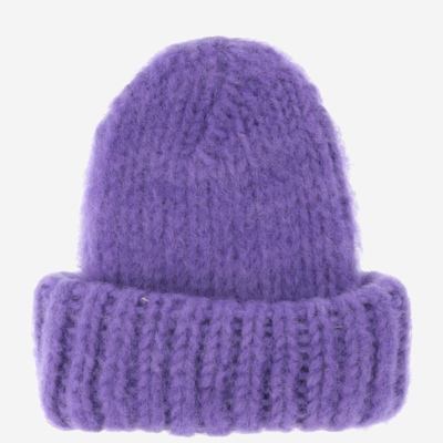 Myssy Wool Beanie Hat In Purple