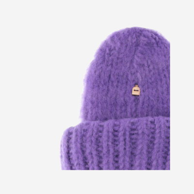 Myssy Wool Beanie Hat In Purple