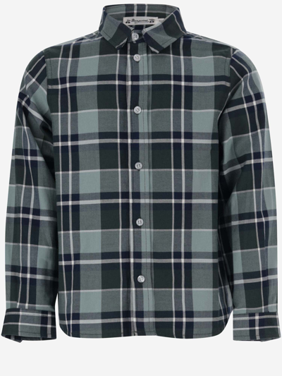 Shop Bonpoint Cotton Shirt With Check Pattern In Multicolour