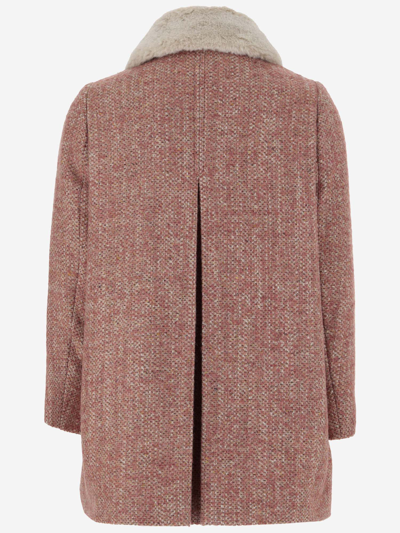 Shop Bonpoint Temaggie Wool Blend Coat In Pink