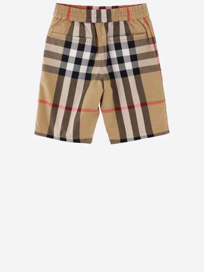 Shop Burberry Cotton Short Pants With Check Pattern In Red