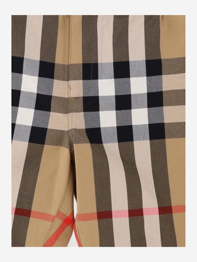 Shop Burberry Cotton Short Pants With Check Pattern In Red