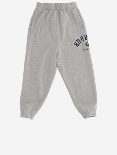 Burberry Kids' Logo Printed Cotton Sweatpants In Grey | ModeSens