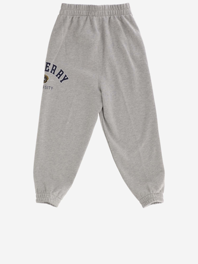 Shop Burberry Cotton Joggers With Logo In Grey