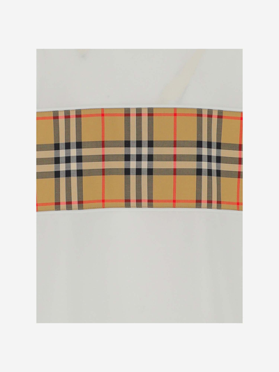 Shop Burberry Cotton T-shirt With Vintage Check Insert In White