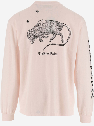 Shop Aries Cotton Long Sleeve T-shirt In Pink