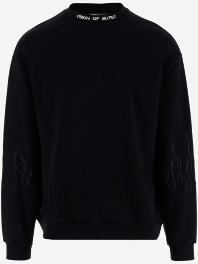 Shop Vision Of Super Logo Cotton Sweatshirt In Black