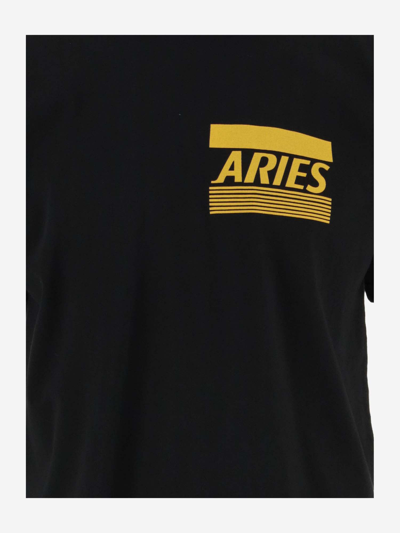 Shop Aries Cotton T-shirt With Logo In Black